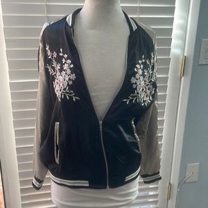 Satin embroidered bomber jacket. Like new